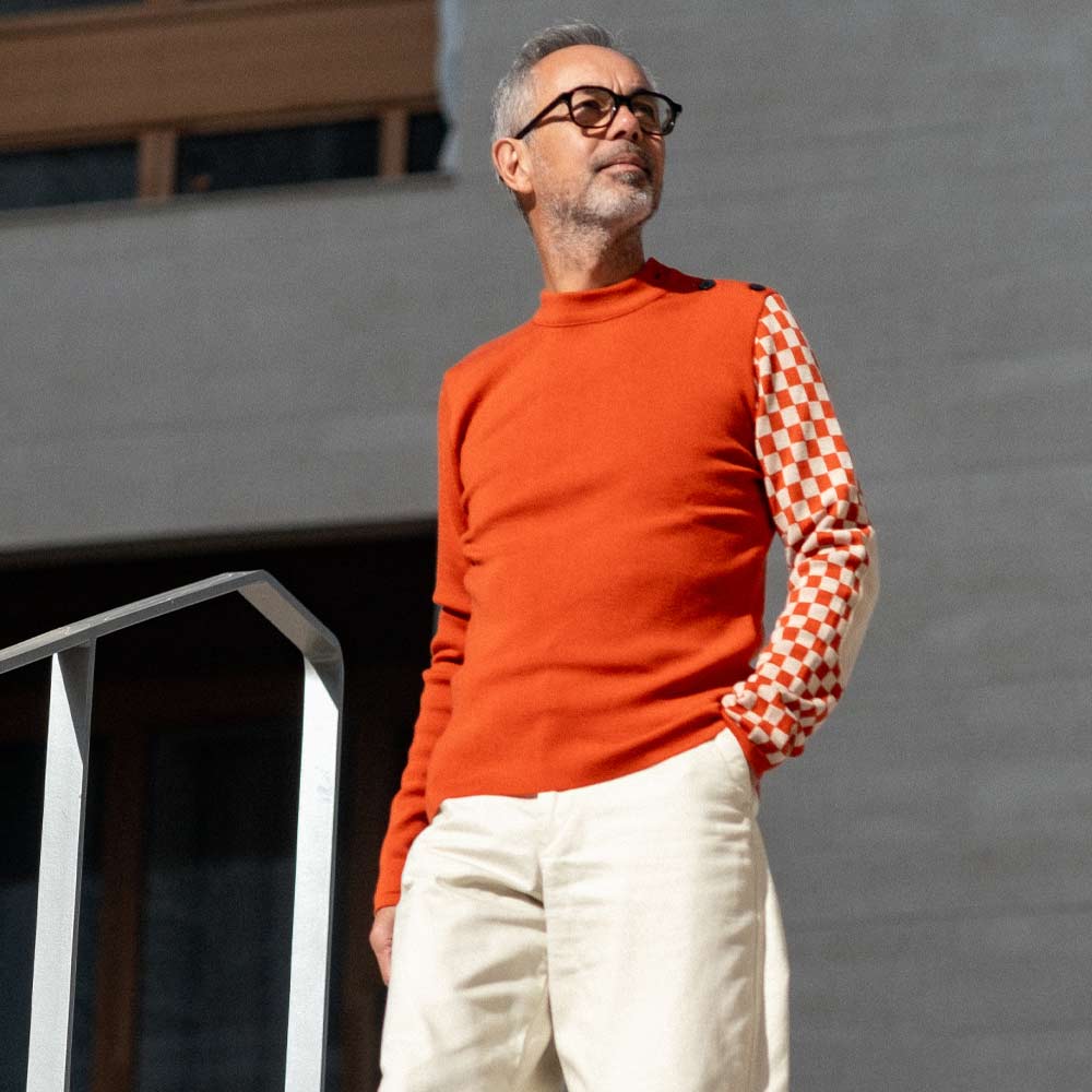 Pull Chill terracotta / damier sable